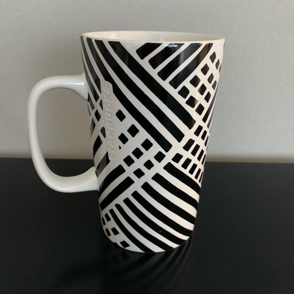 Starbucks Tall Mug Cup Black and White Stripe